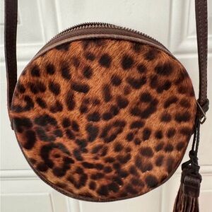 Patricia Nash Leopard Print Round Crossbody Bag - Brown